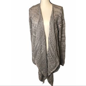 BOHO SWEATER L | DKNY BOHO DUSTER light gray w/ silver lamé thread